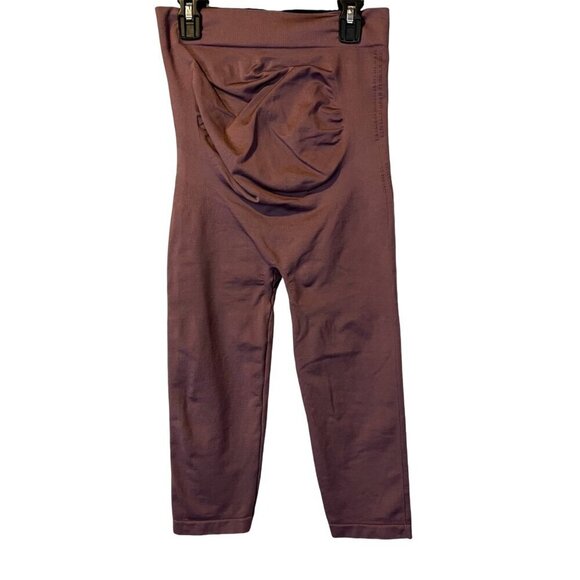 Blanqi‎ Maternity Everyday Belly Support Dark Purple Crop Leggings M Pregnancy - Picture 2 of 4